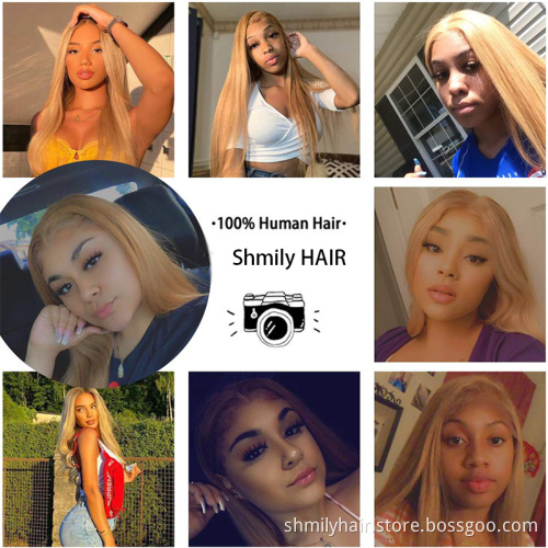 Shmily Cheap 30# Brazilian Virgin Hair Lace Frontal Wig 100% Human Wigs With Baby Hairs For Black Women
